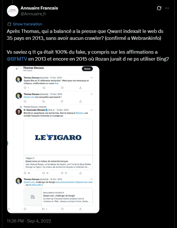 P61 - publication rapprochant les déclarations de 2013 de l'absence alléguée de crawler